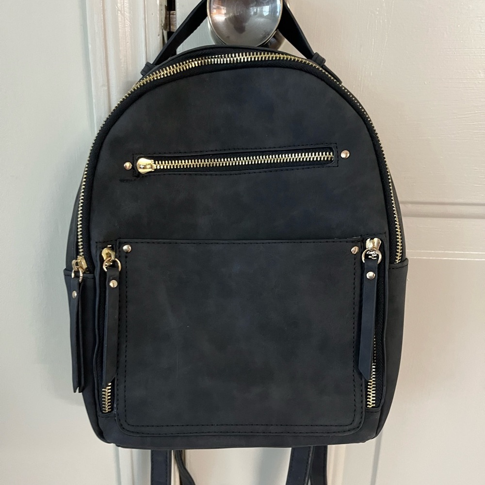 Black suede backpack purse